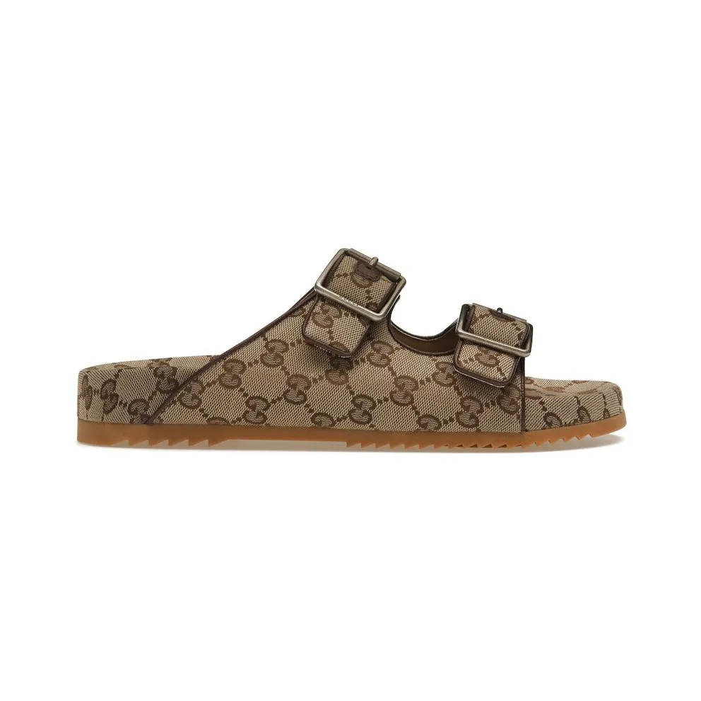 Gucci Strap Slide Sandal Beige Canvas (658020 2HK60 9791)
