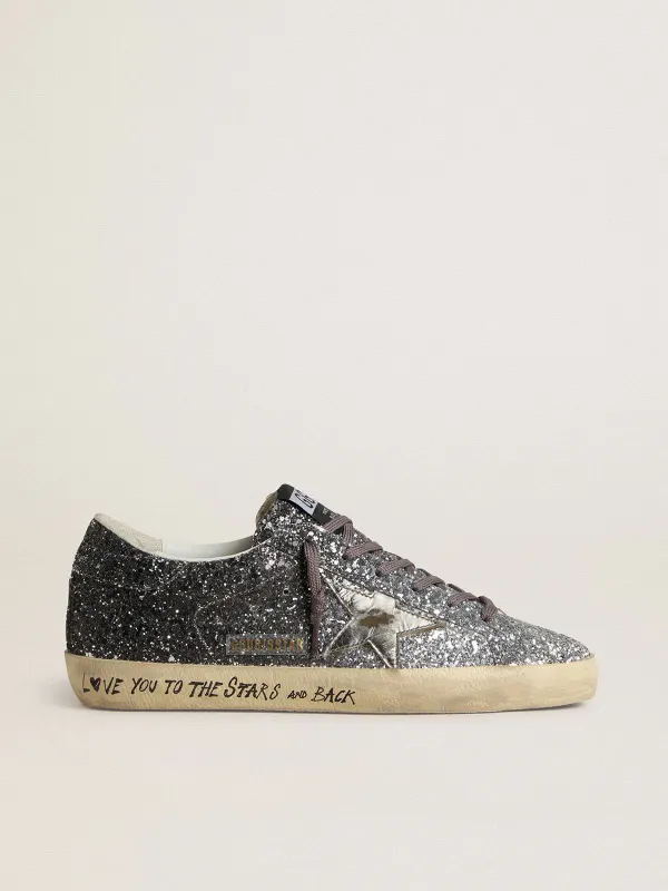 Golden Goose Super Star With Glitter Upper And Silver Metallic Leather Star (GWF00101.F007470.60246)