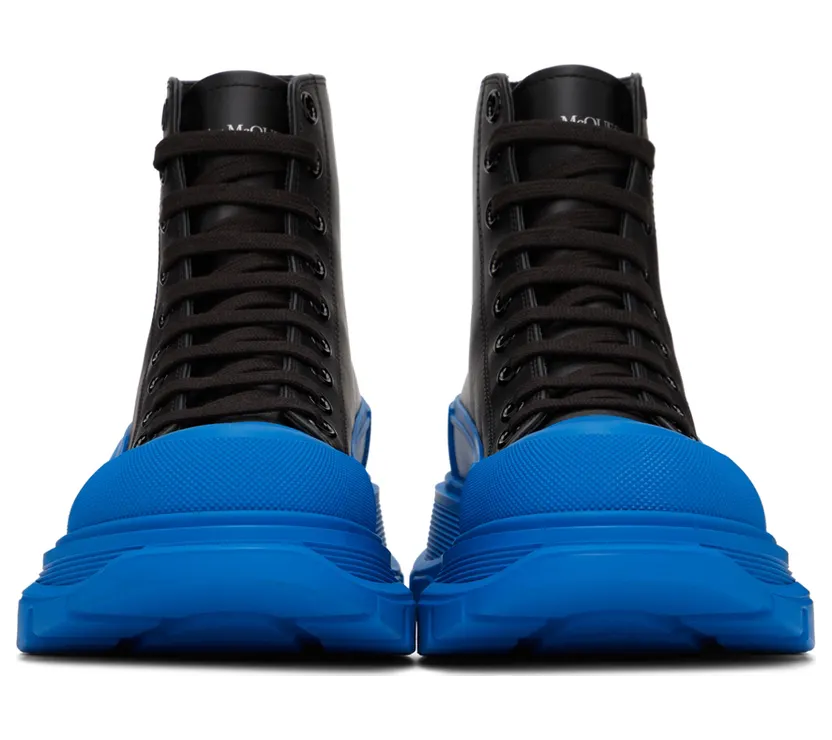 Alexander McQueen Black & Blue Tread Slick High Sneakers (627206WHZ62) (2)