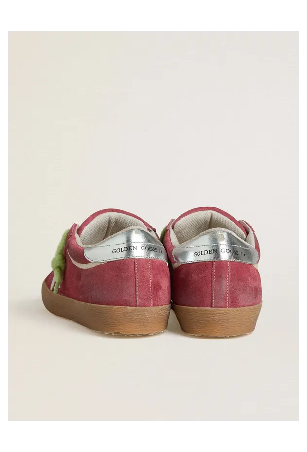 Golden Goose Women’S Super-Star In Red Suede With White Leather Star And Silver Leather Heel Tab (GWF01005.F007858.40547) (4)