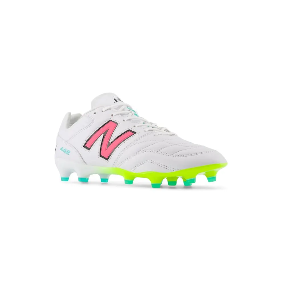 New Balance 442 Pro FG v2 White Hi-Lite Neon Pink (MS41FMWH)