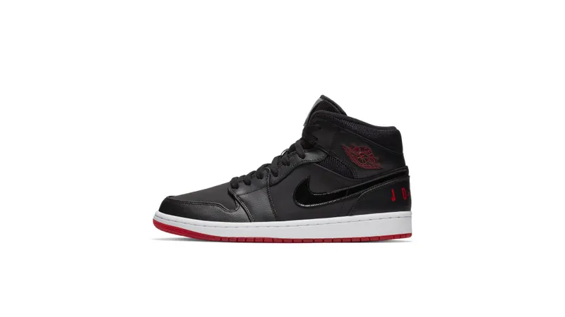 Jordan 1 Mid Black University Red Black/University Red-White (BQ6578-001)