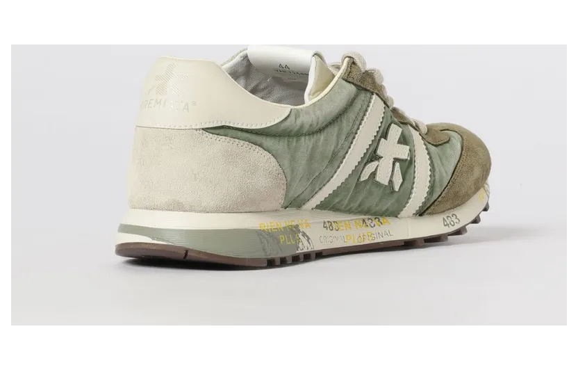 Premiata Lucy Sneakers in Suede and Used Nylon Green (LUCY7256N) (2)