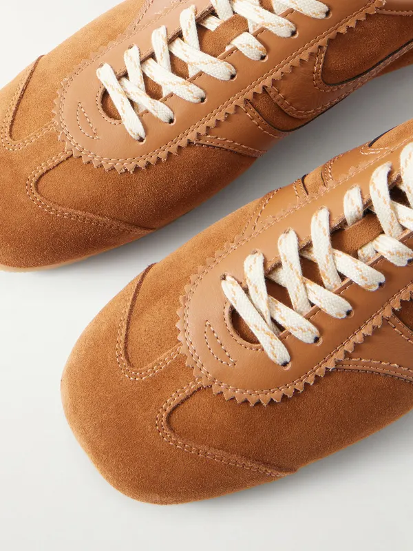 Dries Van Noten Leather-Trimmed Suede Sneakers Tan (261-021726-0126) (5)