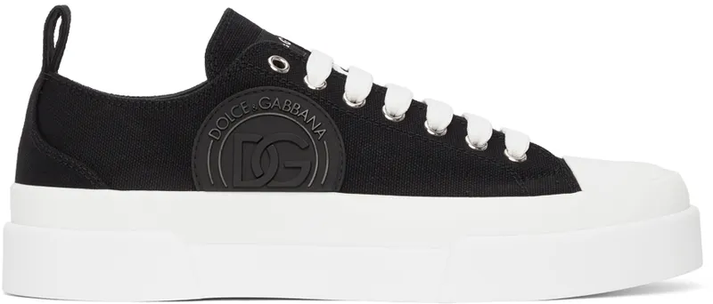 Dolce & Gabbana Black & White Portofino Light Sneakers (CS1888 AO867)