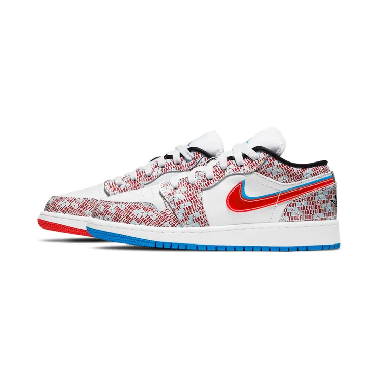 Air Jordan 1 Low SE (GS) Take Flight 3D “White / Bright Crimson / Black / Blue Hero” (DD1527-114)