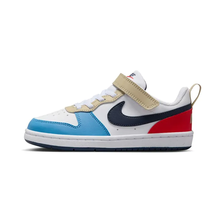 Nike Court Borough Low Recraft “White / Light Crimson / Blue Beyond / Thunder Blue” (DV5457-124)