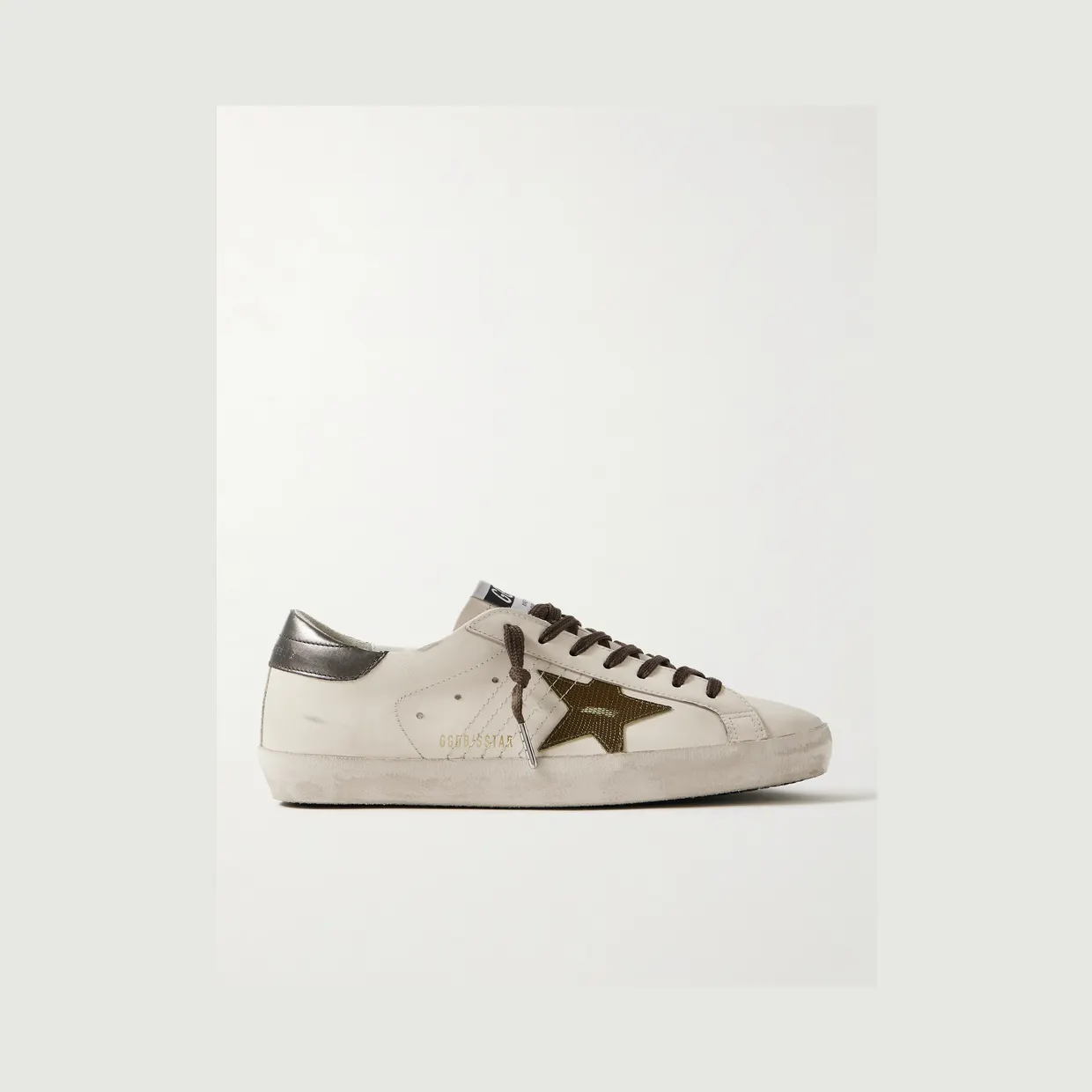 Golden Goose Super-Star Distressed Leather Sneakers White (GMF00101.F007516)