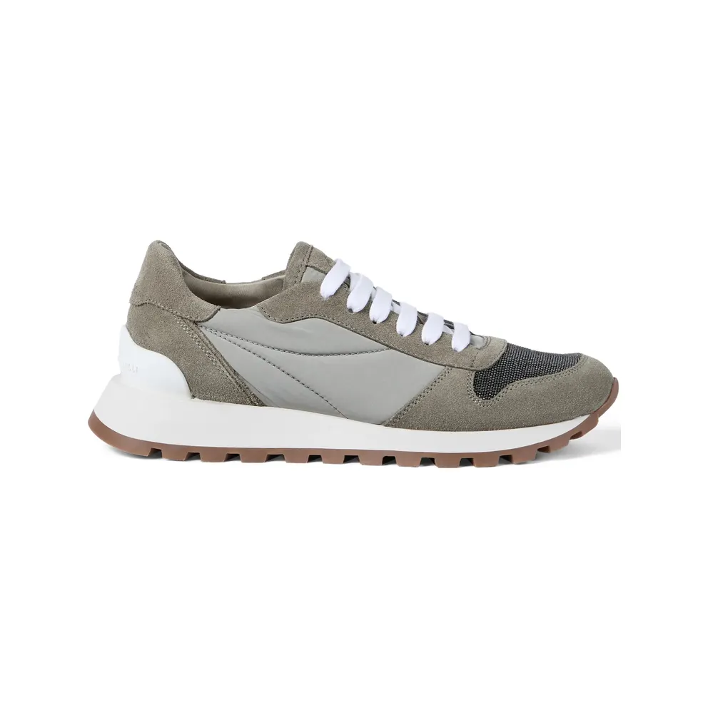 Brunello Cucinelli Techno Fabric Runners with Precious Toe “Green” (MZ47G1960 C7550)