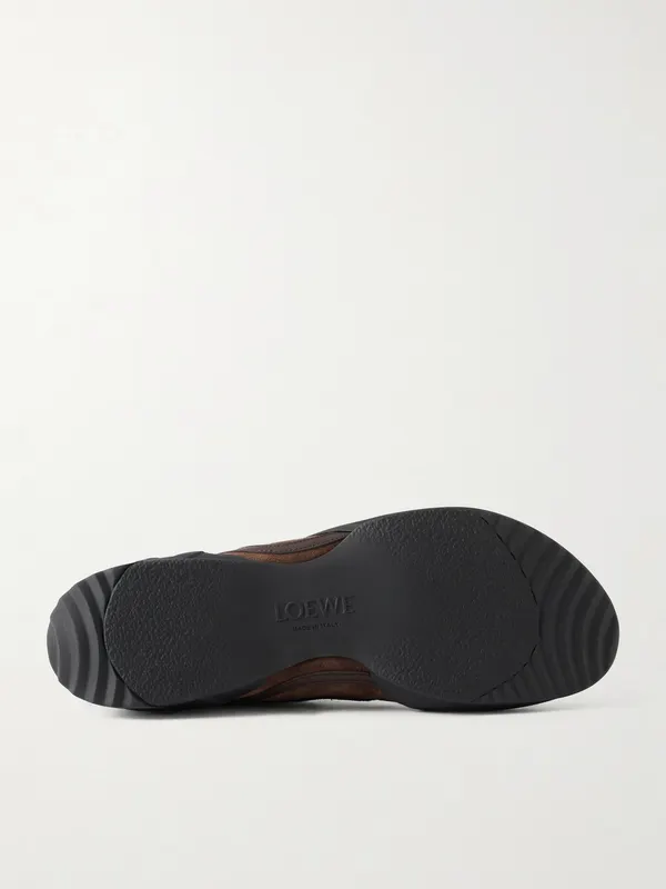 Loewe Grip Logo-Appliquéd Trimmed-Suede Sneakers Dark brown (MGRP282X04) (3)