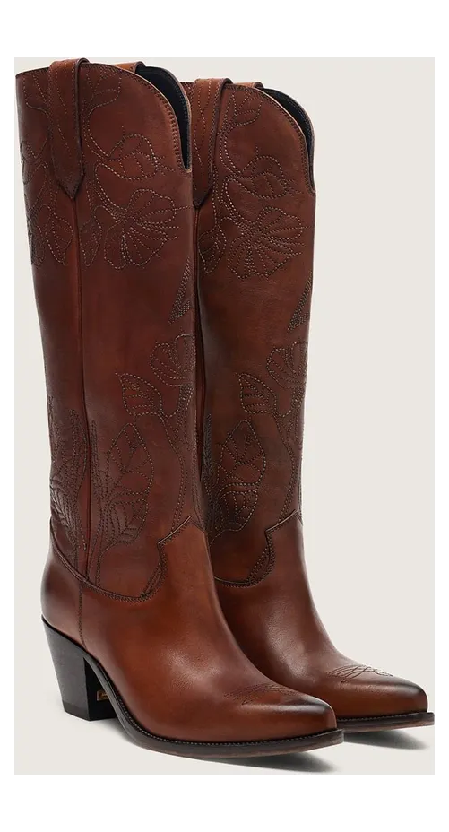 Golden Goose High Wish Star Boots In Brown Leather With Floral Embroidery (GWF01085.F008203.55100) (2)
