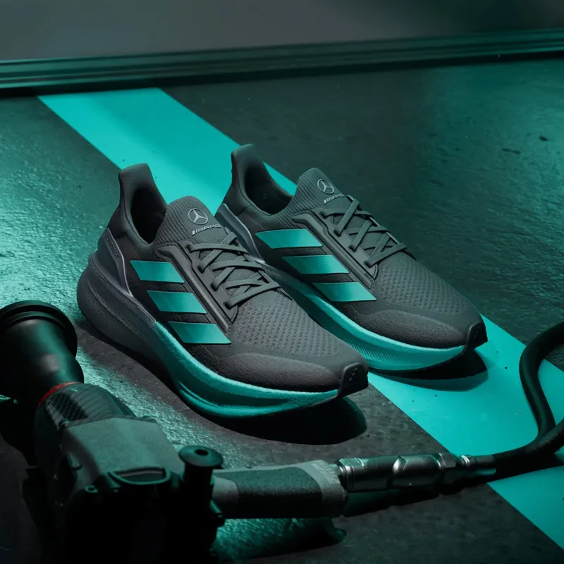 Adidas Mercedes – AMG Petronas Formula One Team Ultraboost 5X Sports Shoes Core Black / Semi Mint Rush / Iron Metallic (JR9386)