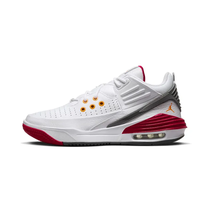Jordan Max Aura 5 “White / Cardinal Red / Light Graphite / Vivid Orange” (DZ4353-160)
