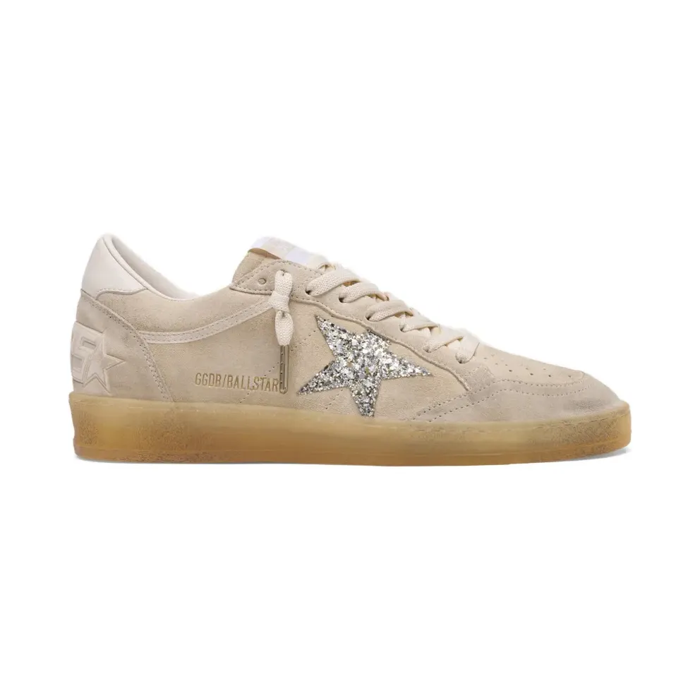 Golden Goose Ball Star aus Wildleder mit Glitzerstern – Nude (GWF00117F008929)