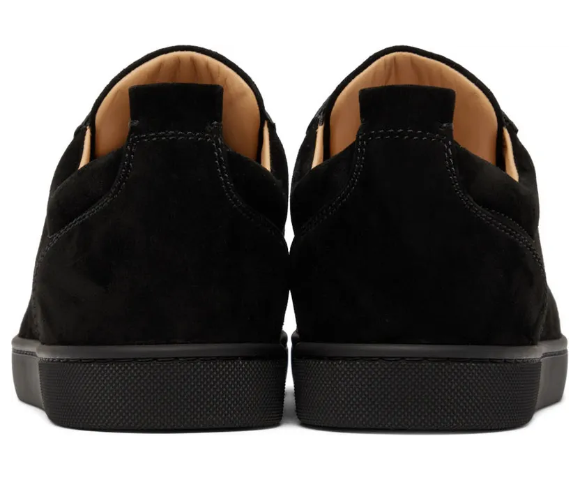 Christian Louboutin Black Suede Louis Junior Spikes Flat Sneakers (1130575) (2)