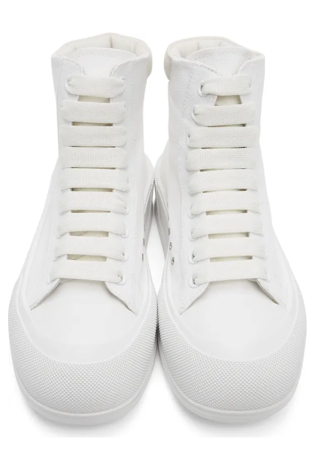 Alexander McQueen Black & White Deck Plimsoll High-Top Sneakers (666381W4MV7) (5)