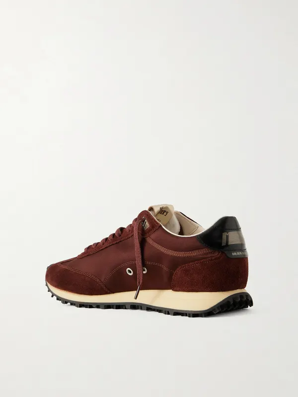 Golden Goose Marathon Suede and Leather-Trimmed Satin Sneakers Brown (GMF00683.F007841) (4)