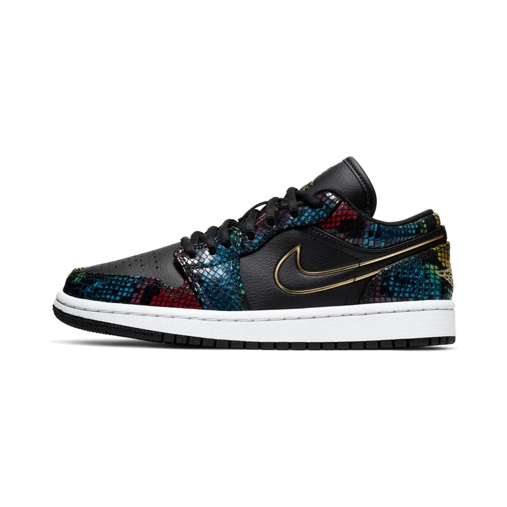 Jordan 1 Low Multicolor Snakeskin (W) (2020) Black/Metallic Gold (CW5580-001)