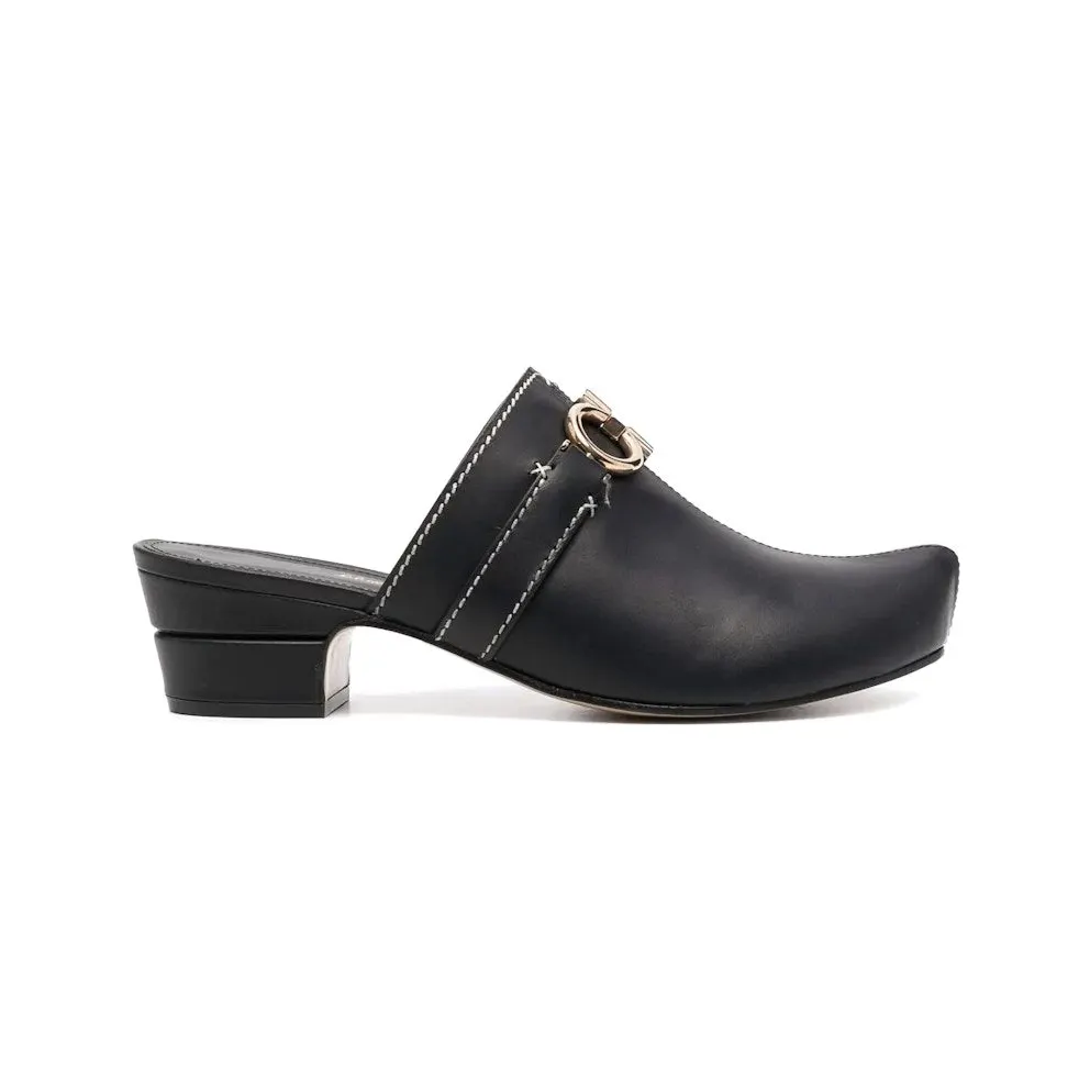 Ferragamo Gancini Leather Mules Black (01D436752532)