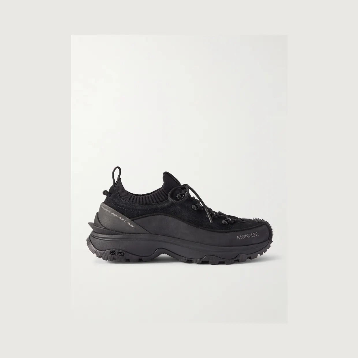 Moncler Trailgrip Lite 3 Rubber-Trimmed Nubuck and Brushed-Suede Sneakers Black (4M002-90-M7242) (6)