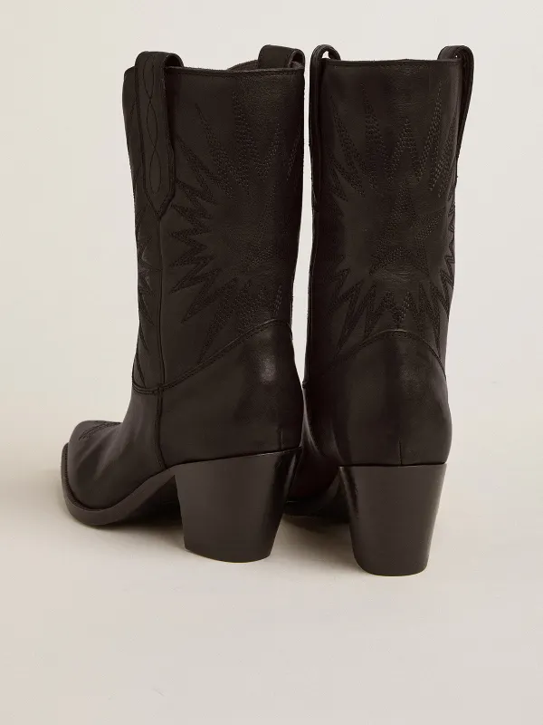 Golden Goose Low Wish Star Boots In Black Leather With Tone-On-Tone Inlay Star (GWF00780.F006290.90100) (5)