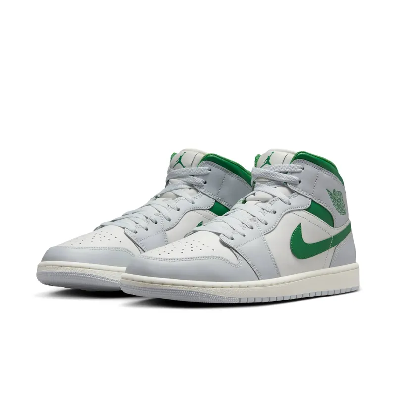 Jordan 1 Mid “White Pure Platinum Pine Green” (DQ8426-142)