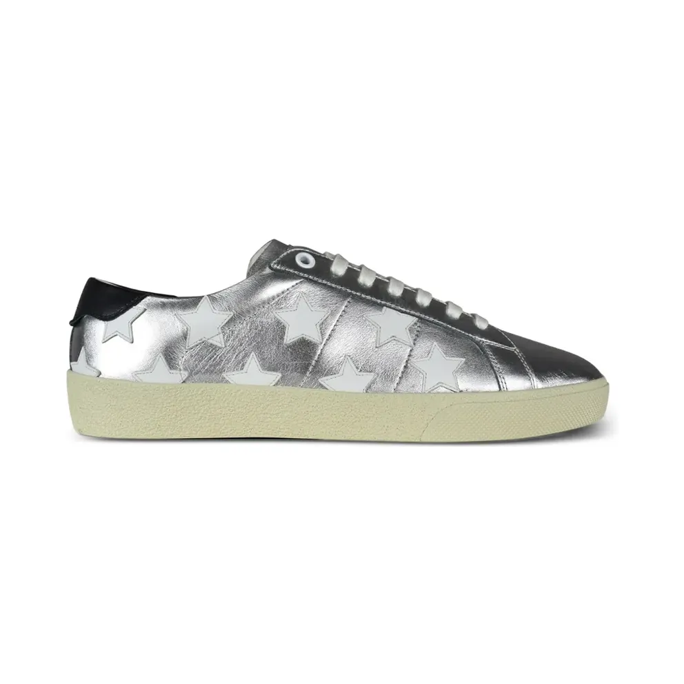 Saint Laurent Court Classic Sneakers mit Stern-Patch – Silber (58013608C208283)