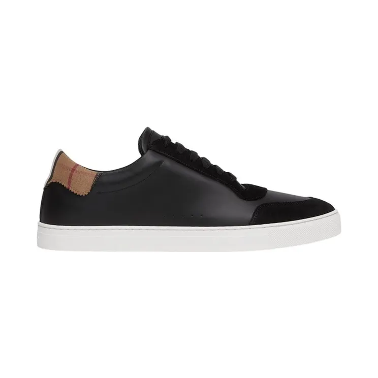 Burberry Leather Suede and Vintage Check Cotton Sneakers Black (80617521)