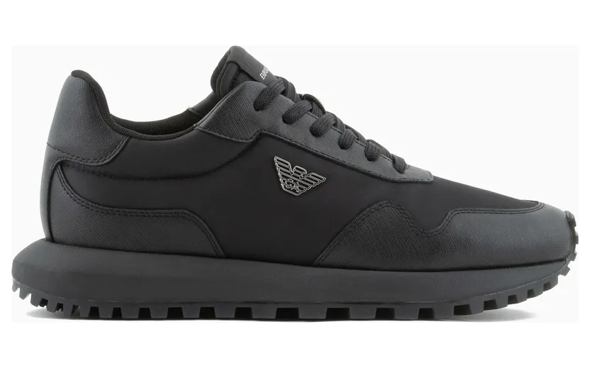 Armani Recycled Nylon Sneakers With Regenerated Saffiano Details (EM003738-AF19532-MC005)