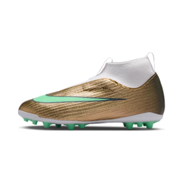 Nike Jr Mercurial Superfly 11 Academy ‘Kylian Mbappé’ ‘ Multi-Ground High-Top “Metallic Gold/Green Glow” (IV5816-701)
