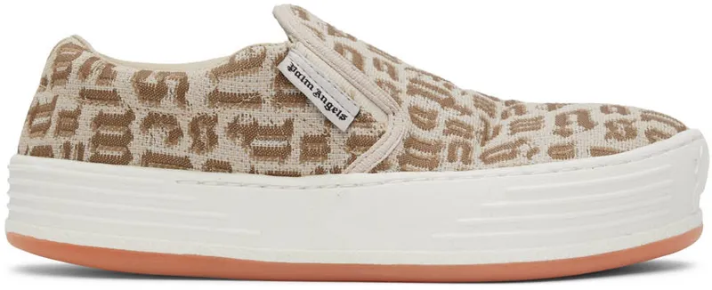 Palm Angels Beige Jacquard Logo (PWIA040S22FAB0016160)