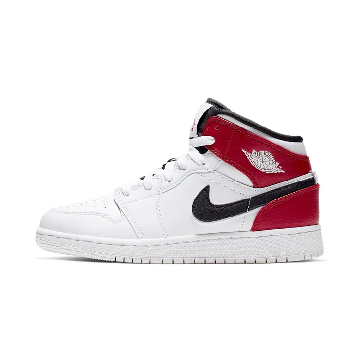 Air Jordan 1 Mid GS “White / Gym Red / Black” (554725-116)