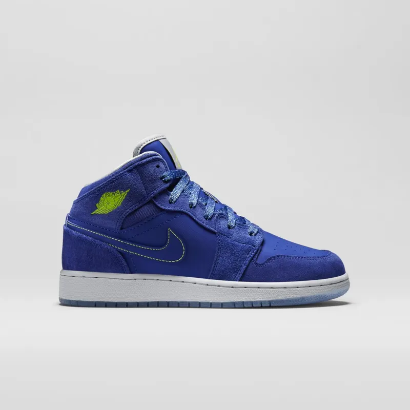Jordan Air 1 Mid GG Deep Royal Blue (GS) Deep Royal Blue/Fierce Green Wolf Grey (555112-407)