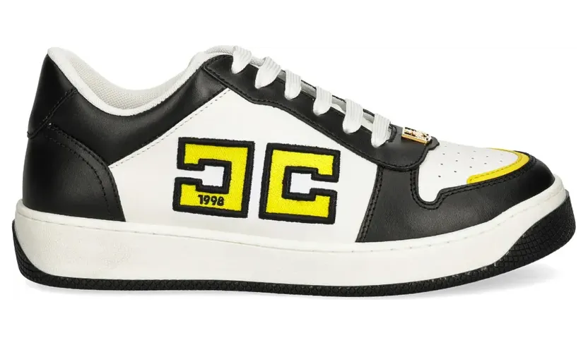 Elisabetta Franchi Tweekleurige leren sneakers – Zwart (SA40G46E2)