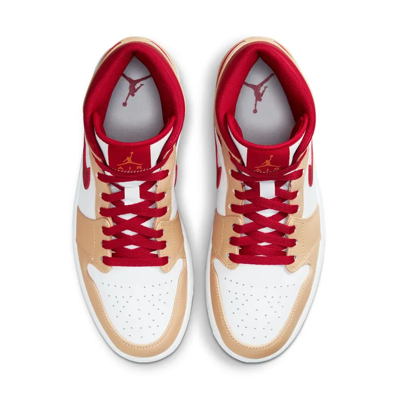 Air Jordan 1 Mid Beige White Red (554724-201)