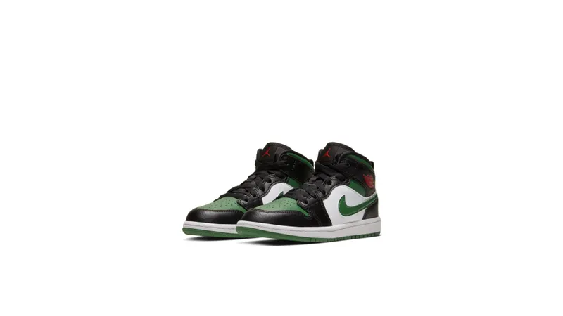 Jordan 1 Mid Pine Green (PS) Black/White/Gym Red (640734-067)