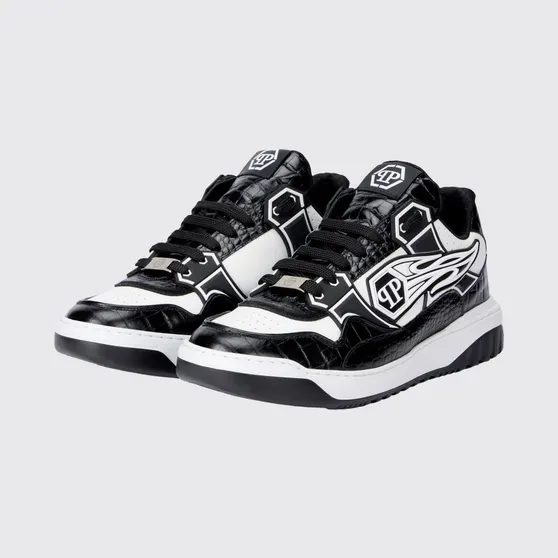 Philipp plein Moonwalker Sneakers in Crocodile Print Leather White 1 (SAFSMSC4075PLE005N0102)