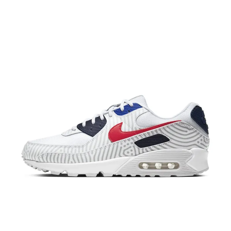 Nike Air Max 90 Euro Tour (2020) White/Midnight Navy-Bright Blue-University Red (CW7574-100)