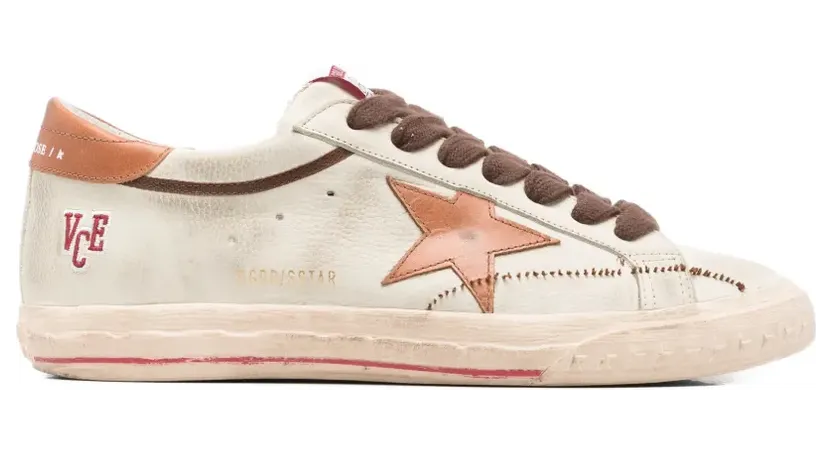 Golden Goose Leren sneakers met ster-applicatie – Beige (GMFOO758FOO81110)
