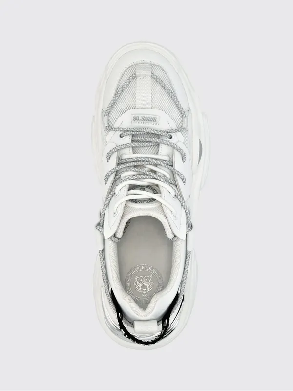 Plein Sport Lace-Up Low-Top Sneakers in Mesh with a Branded Pull-Tab White (AABSUSC0351STE003N01) (3)