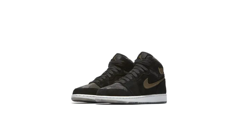 Jordan 1 Retro High Heiress Camo (GS) Black/Black-Metallic Field-Light Bone (832596-030)
