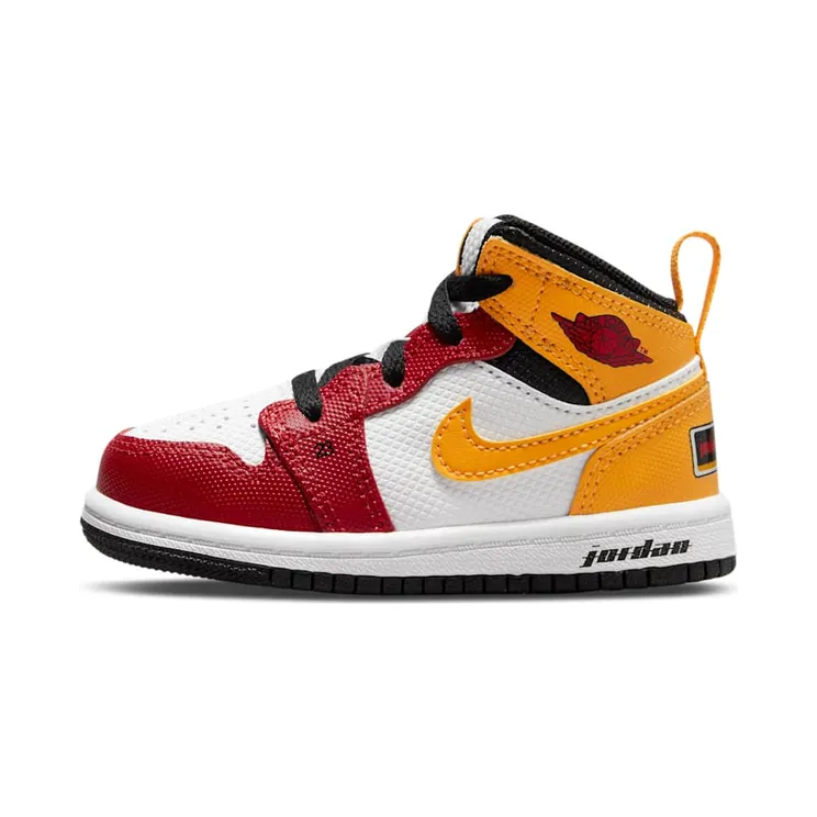 Jordan 1 Mid Motorsport (TD) “Black / Gym Red / White / University Gold” (DJ0335-067)