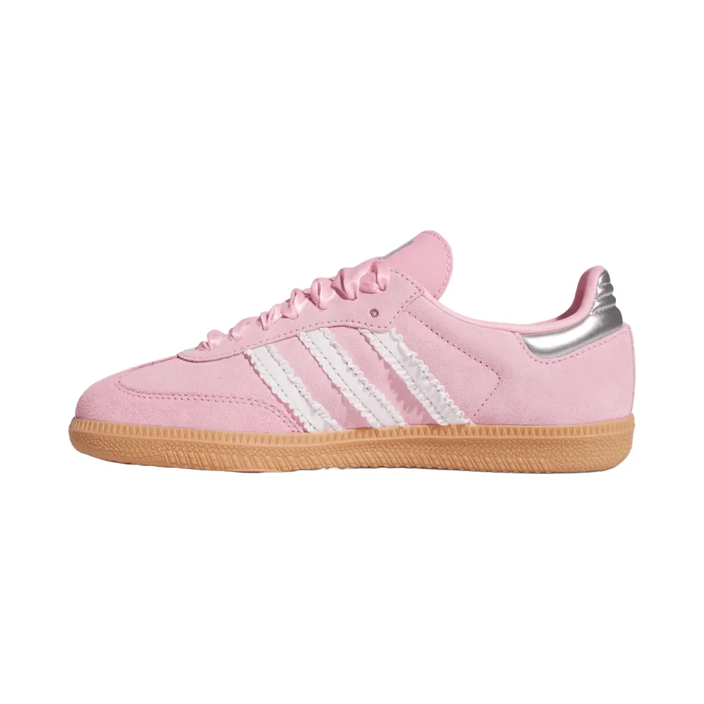 Adidas Samba OG GS “Light Pink White Ribbon Silver Metallic Gum” (KJ2354)