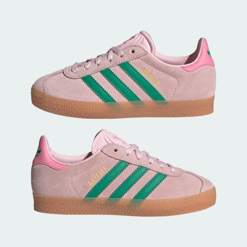 Adidas Gazelle Shoes Kids Clear Pink / Court Green / Bliss Pink (JP7133)
