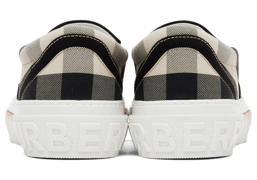 Burberry Beige Exaggerated Check Sneakers (8056762) (2)