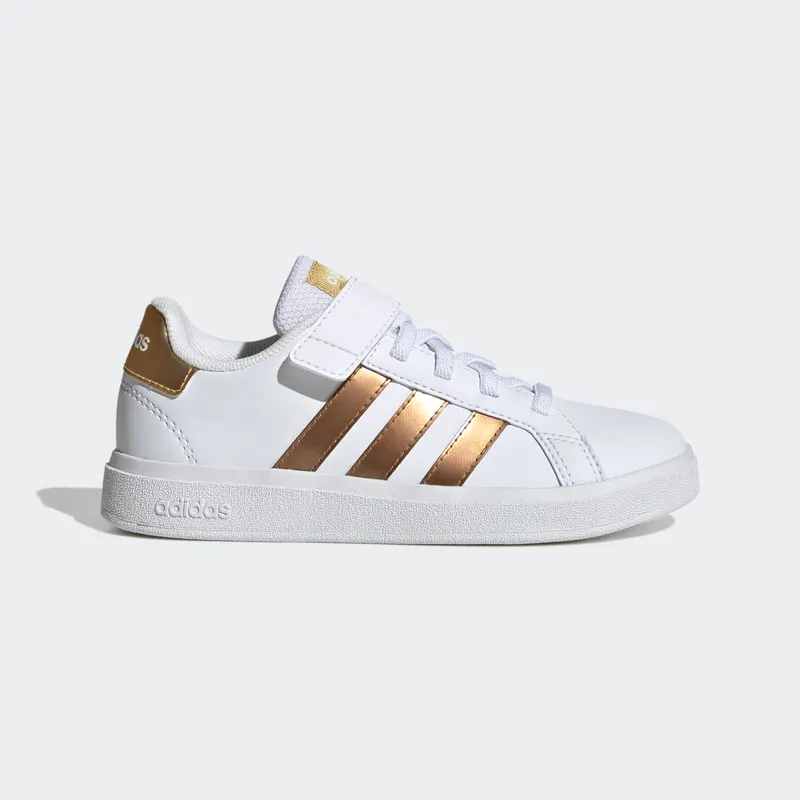 Adidas Grand Court Sustainable “Cloud White / Cloud White / Matte Gold” (GY2577)
