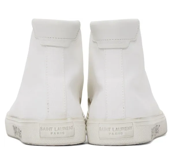Saint Laurent White Canvas Malibu Sneakers (606076 GUZ20) (4)