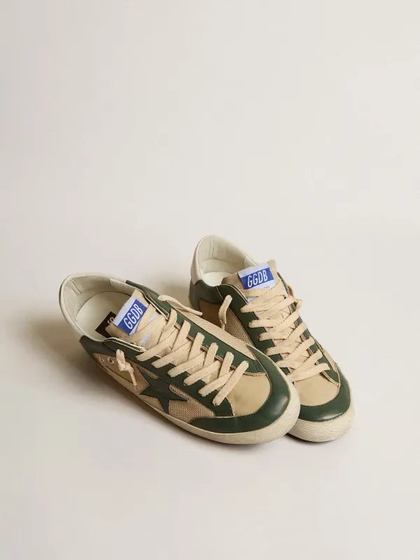 Golden Goose Super-Star In Cream Mesh And Green Nappa With Nappa Star (GMF00108.F004590.82302) (2)