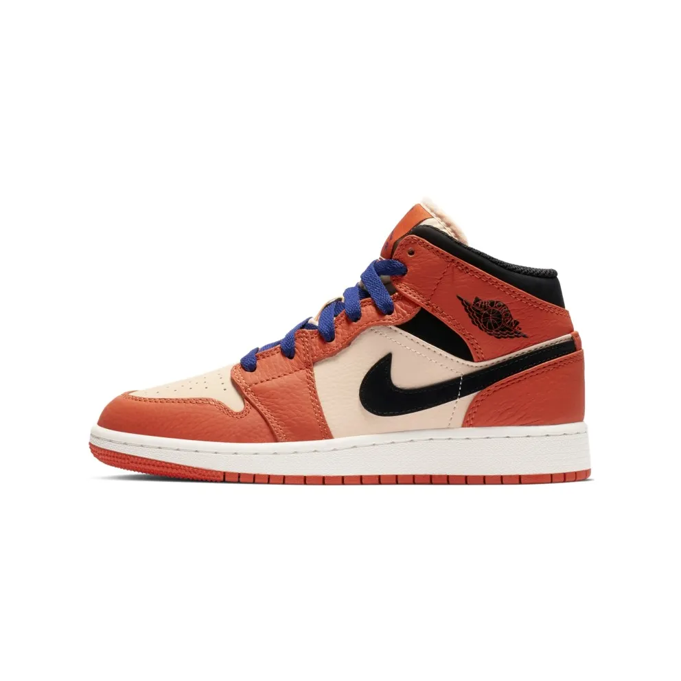 Jordan 1 Mid Team Orange Black (GS) Team Orange/Black-Crimson Tint (BQ6931-800)
