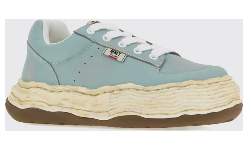 Maison Mihara Yasuhiro Oliver Distressed-Effect Low-Top Leather Sneakers Blue (A16FW707BLUE)